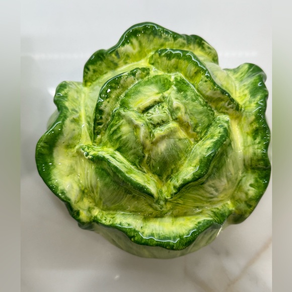 Green Ceramic Cabbage/Lettuce Soup Tureen with Ladle - Picture 5 of 17